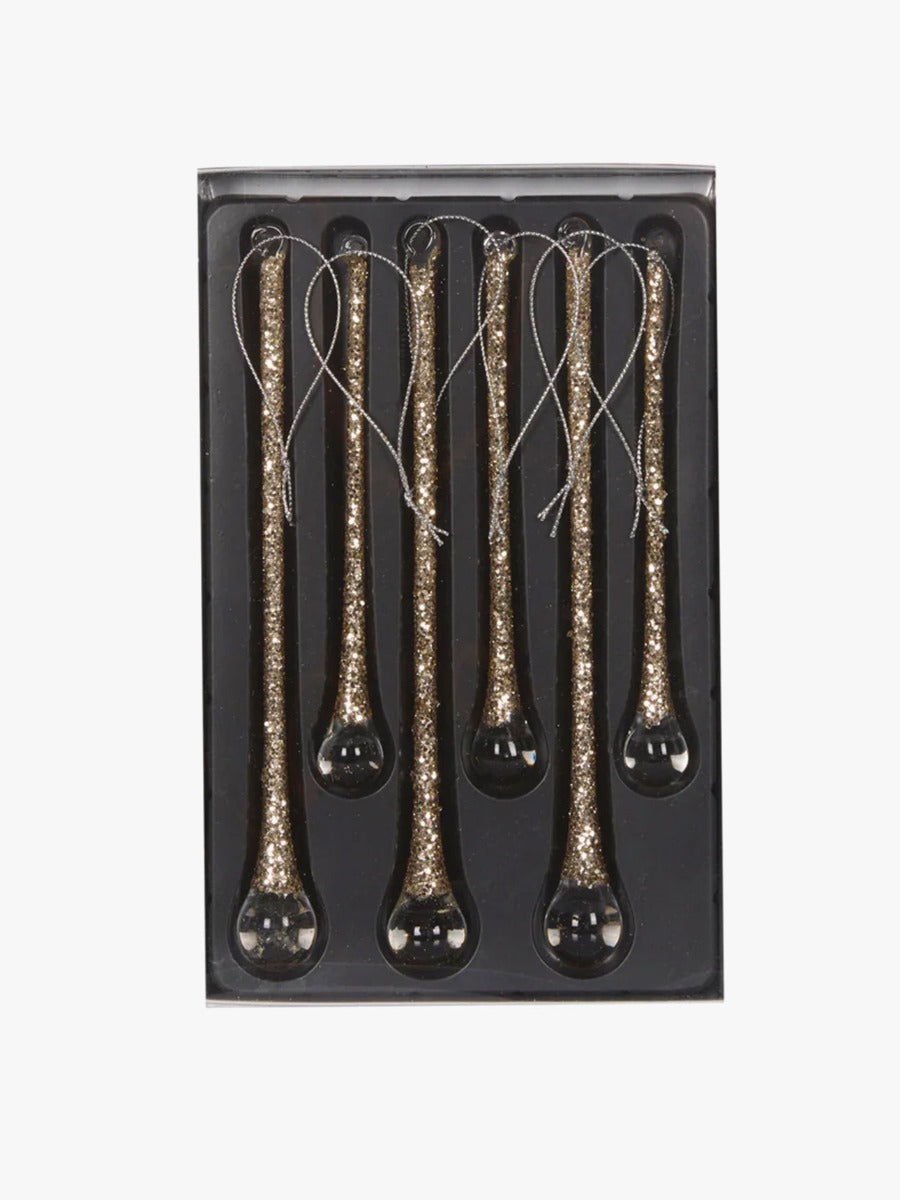 Champagne Beaded Icicles - 6 Pack