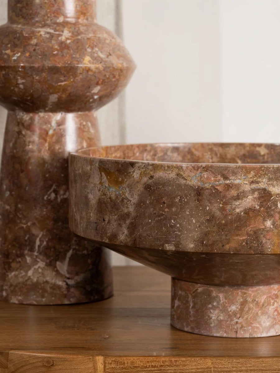 Adelita Rosso Marble Podium Bowl