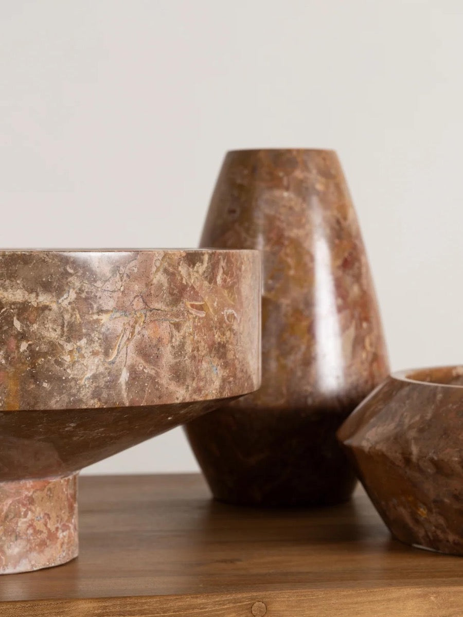 Adelita Rosso Marble Podium Bowl
