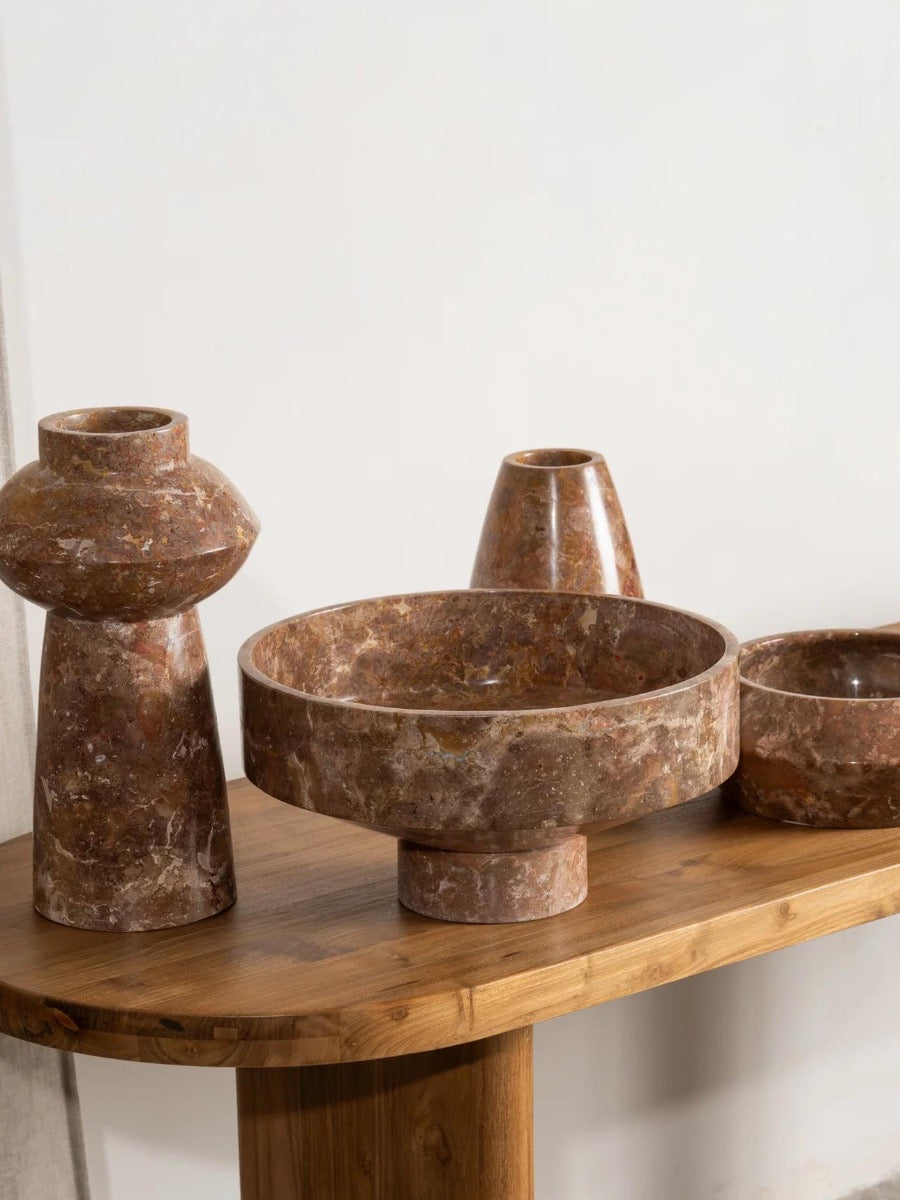 Adelita Rosso Marble Podium Bowl