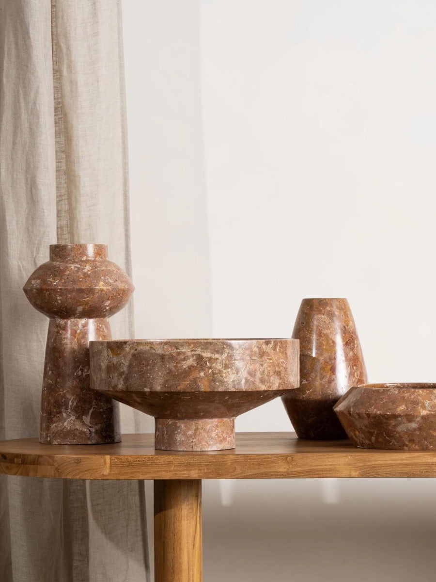 Adelita Rosso Marble Podium Bowl