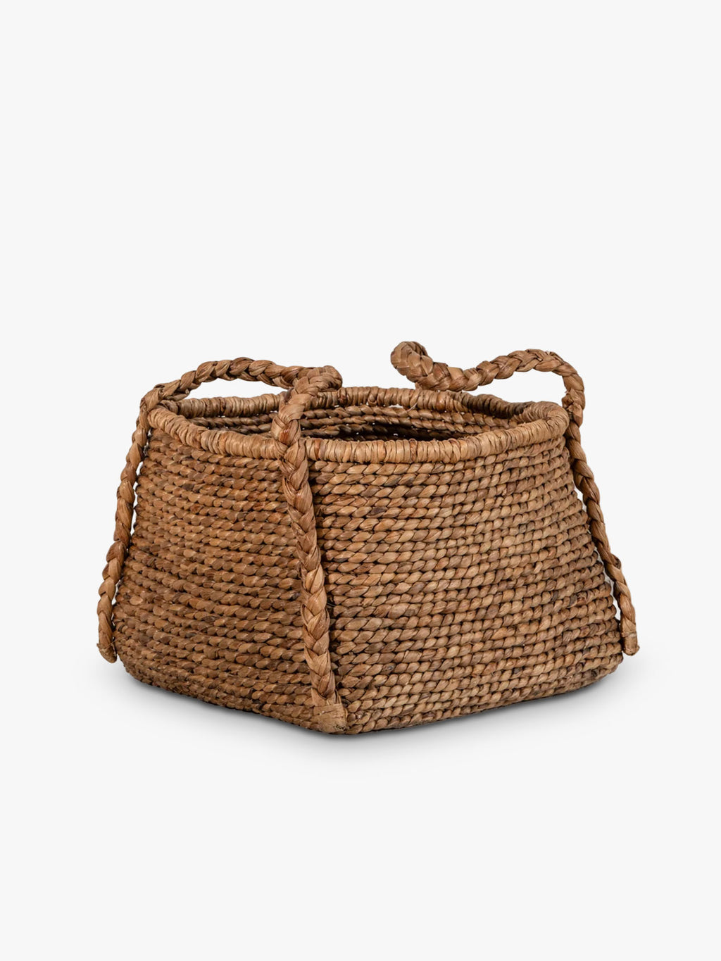 Waterhyacinth Rounded Square Basket with Plaited Handles