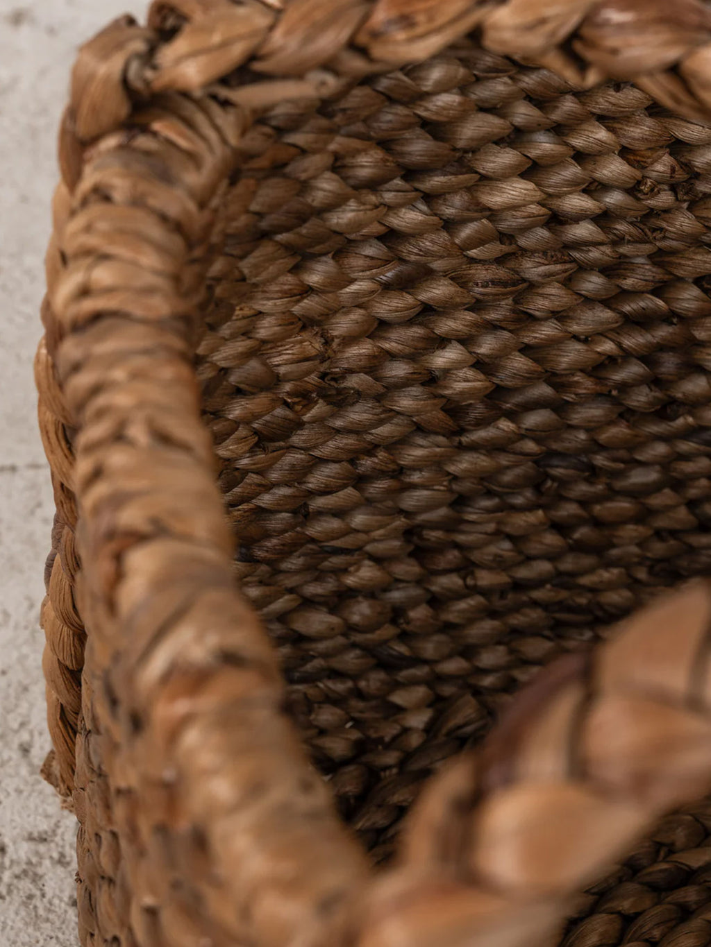 Waterhyacinth Rounded Square Basket with Plaited Handles