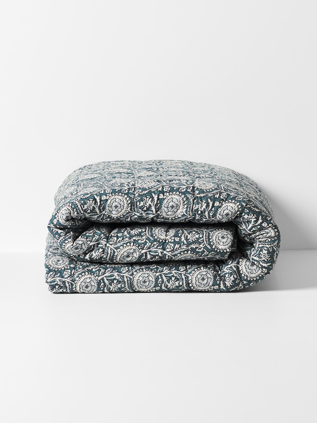 Jaipur Coverlet in Mineral & Indian Teal