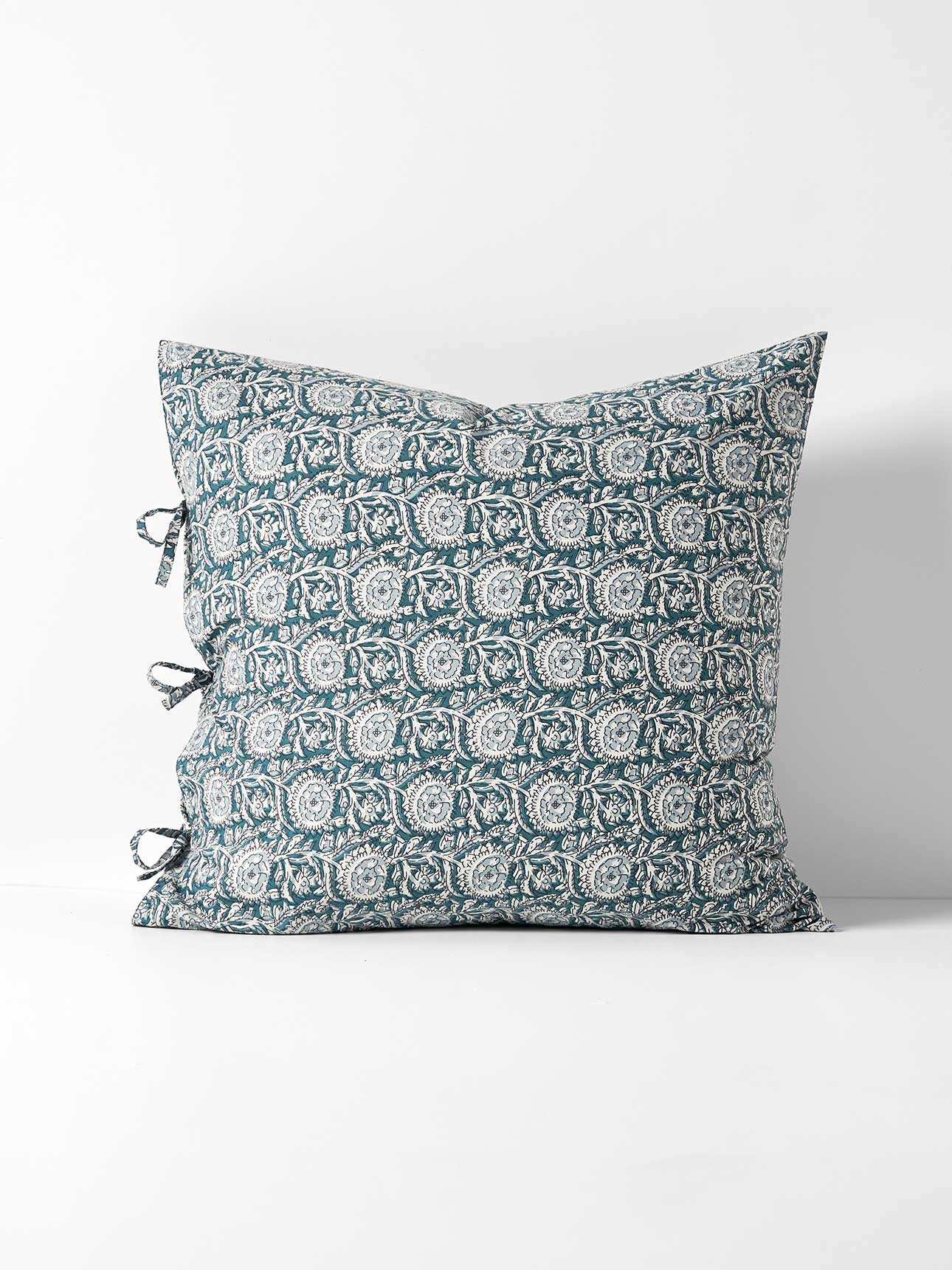 Jaipur European Pillowcase in Mineral & Indian Teal