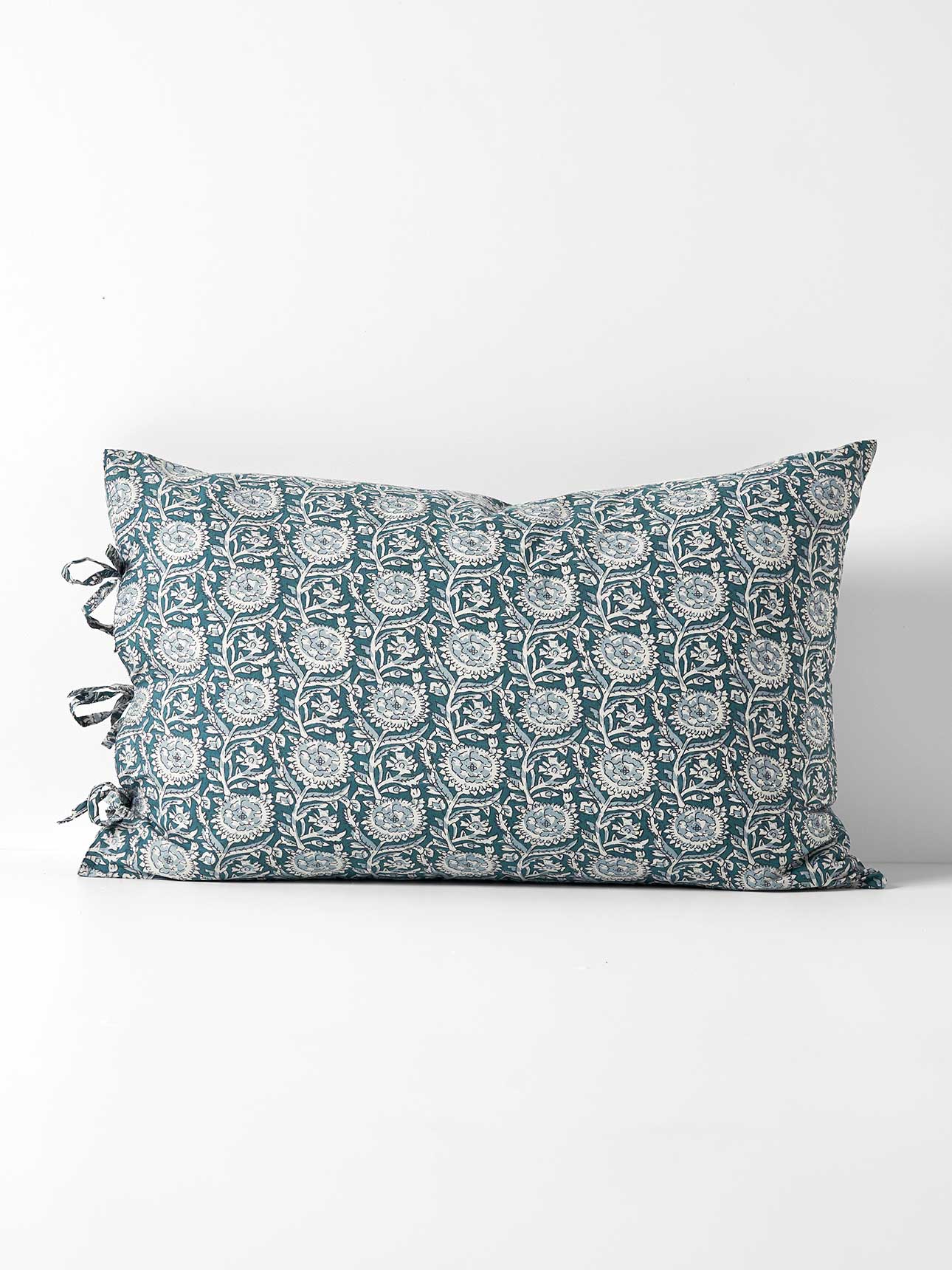 Jaipur Standard Pillowcase in Mineral & Indian Teal
