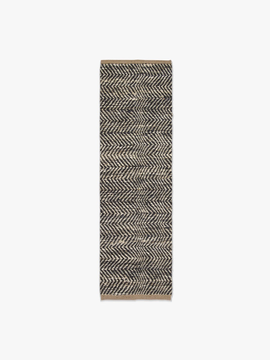 Herringbone Hall Runner in Black & Natural