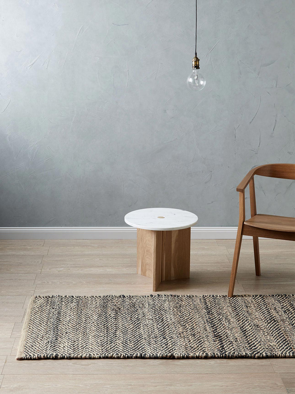 Herringbone Hall Runner in Black & Natural