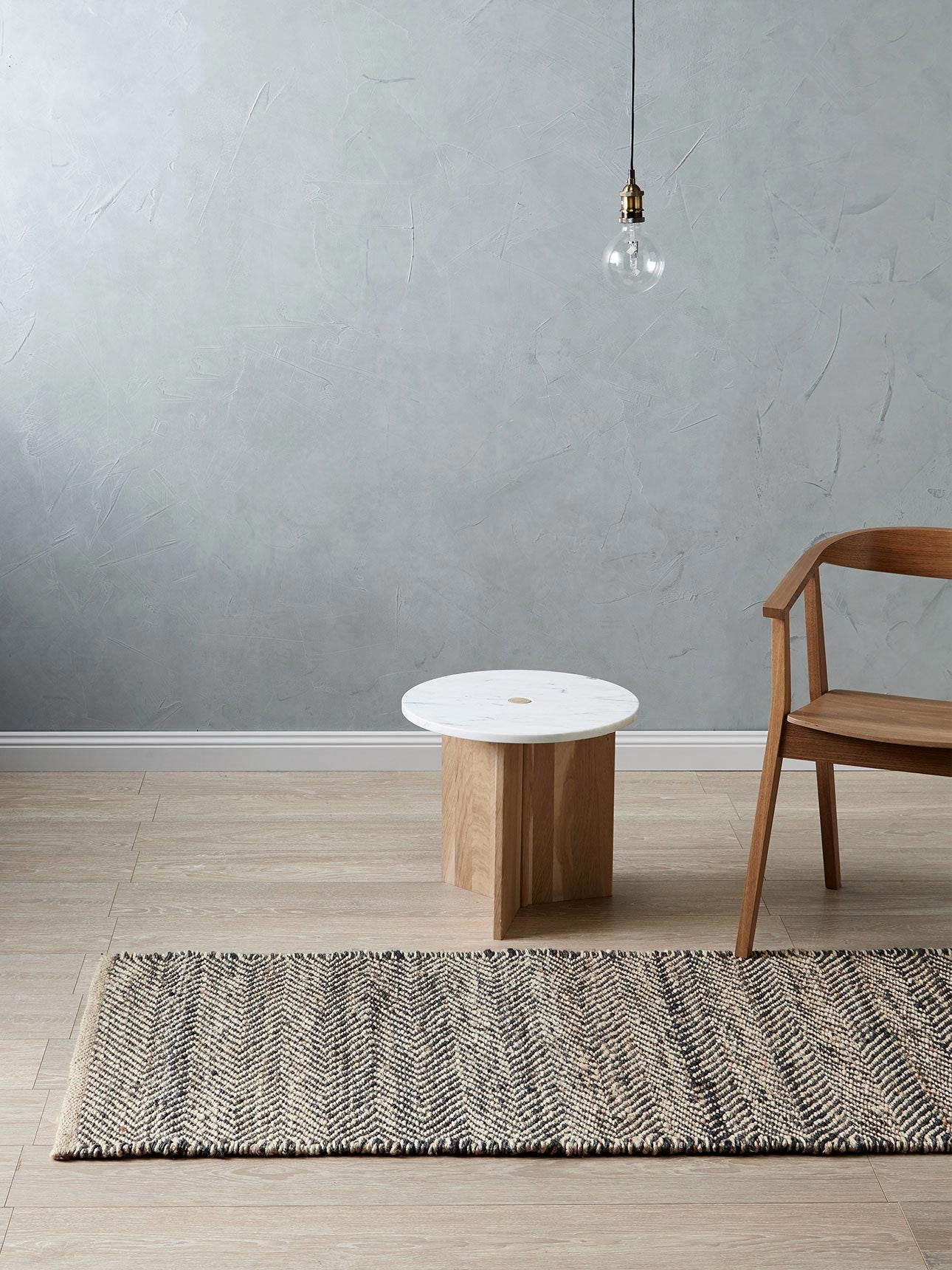 Herringbone Hall Runner in Black & Natural