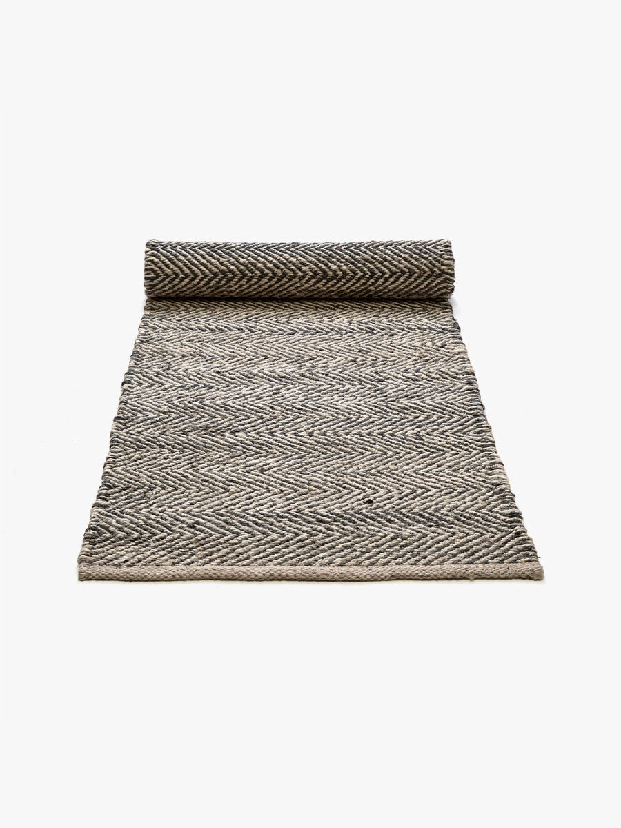 Herringbone Hall Runner in Black & Natural