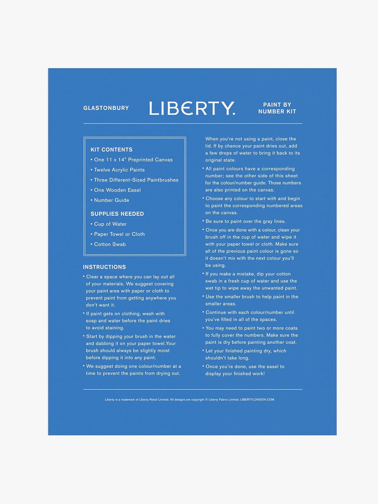 Liberty London Glastonbury Paint By Number Kit