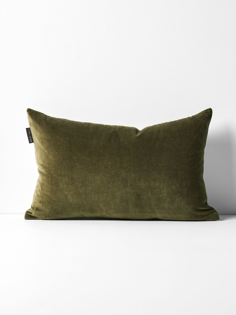 Luxury Velvet Rectangle Cushion in Caper