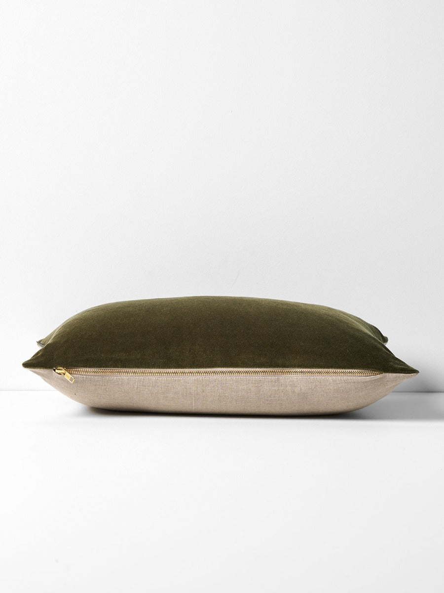 Luxury Velvet Rectangle Cushion in Caper