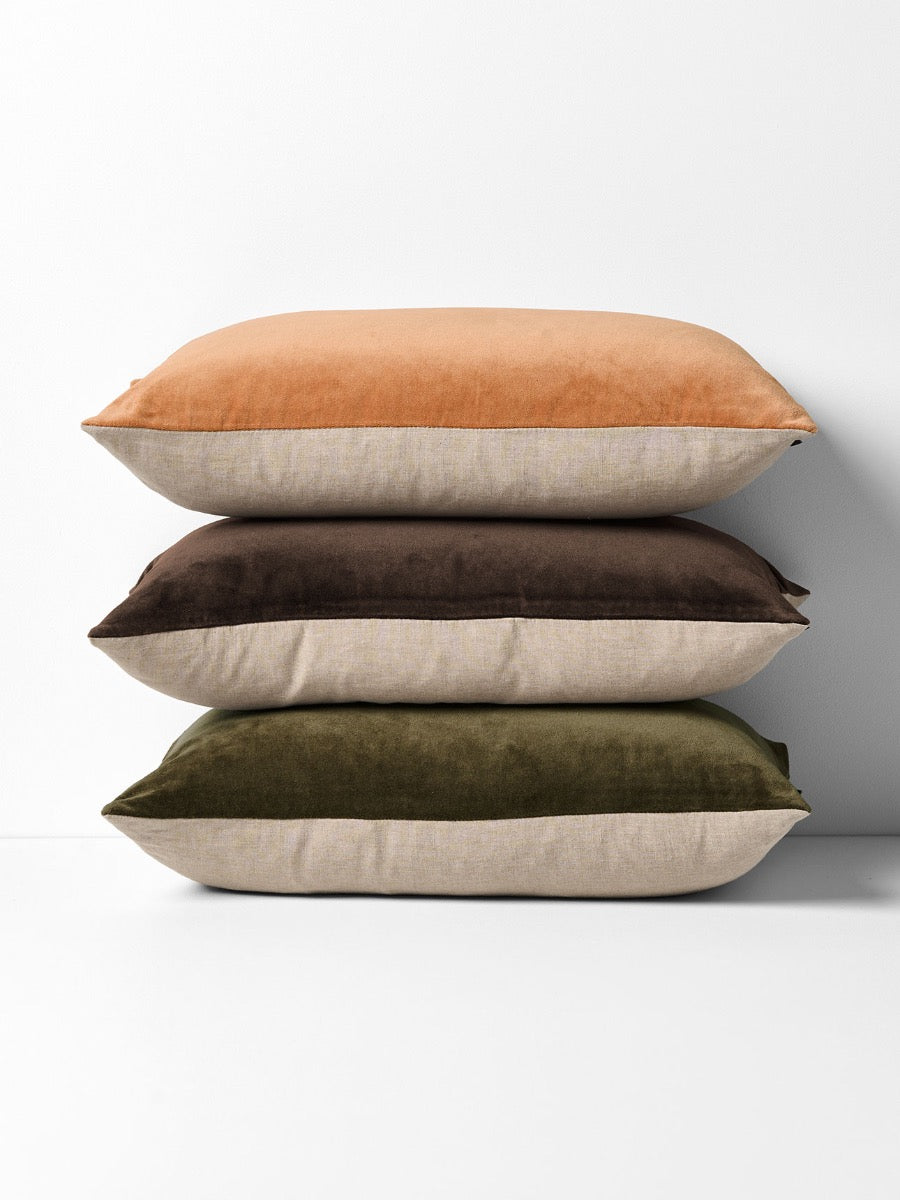 Luxury Velvet Rectangle Cushion in Hazelnut