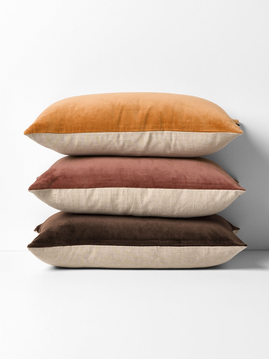 Luxury Velvet Rectangle Cushion in Chocolate
