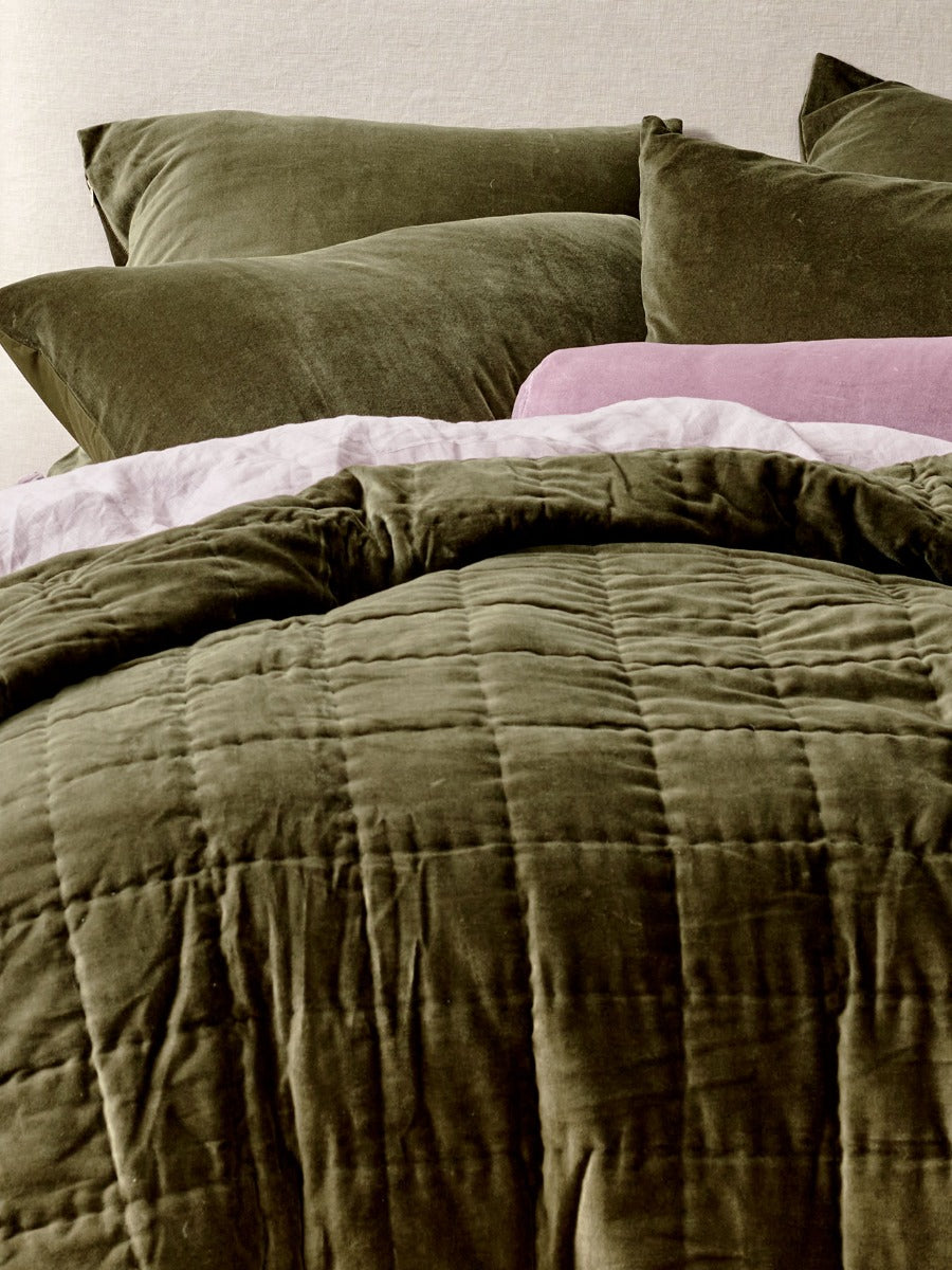 Luxury Velvet Coverlet in Caper