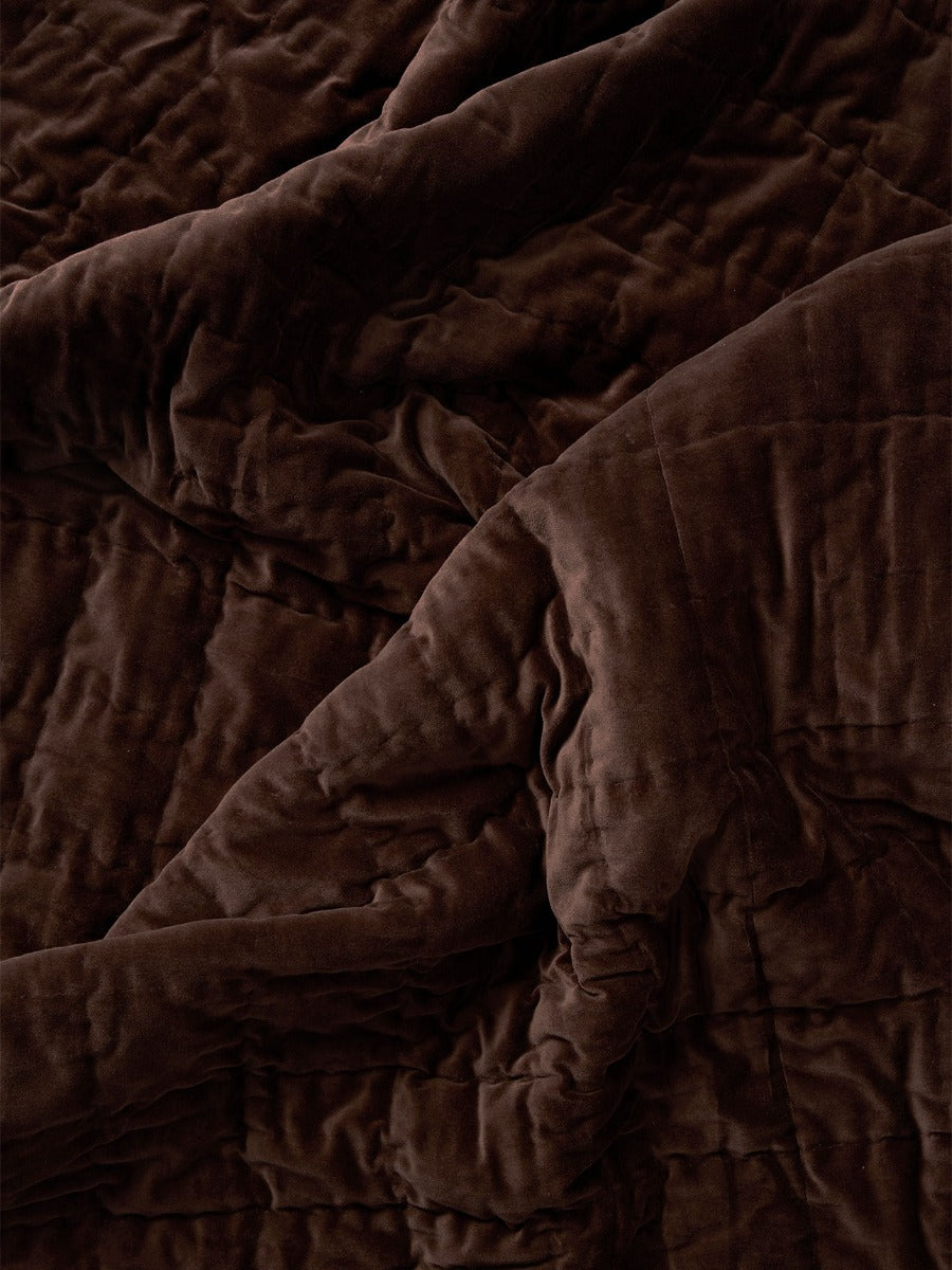 Luxury Velvet Coverlet in Chocolate