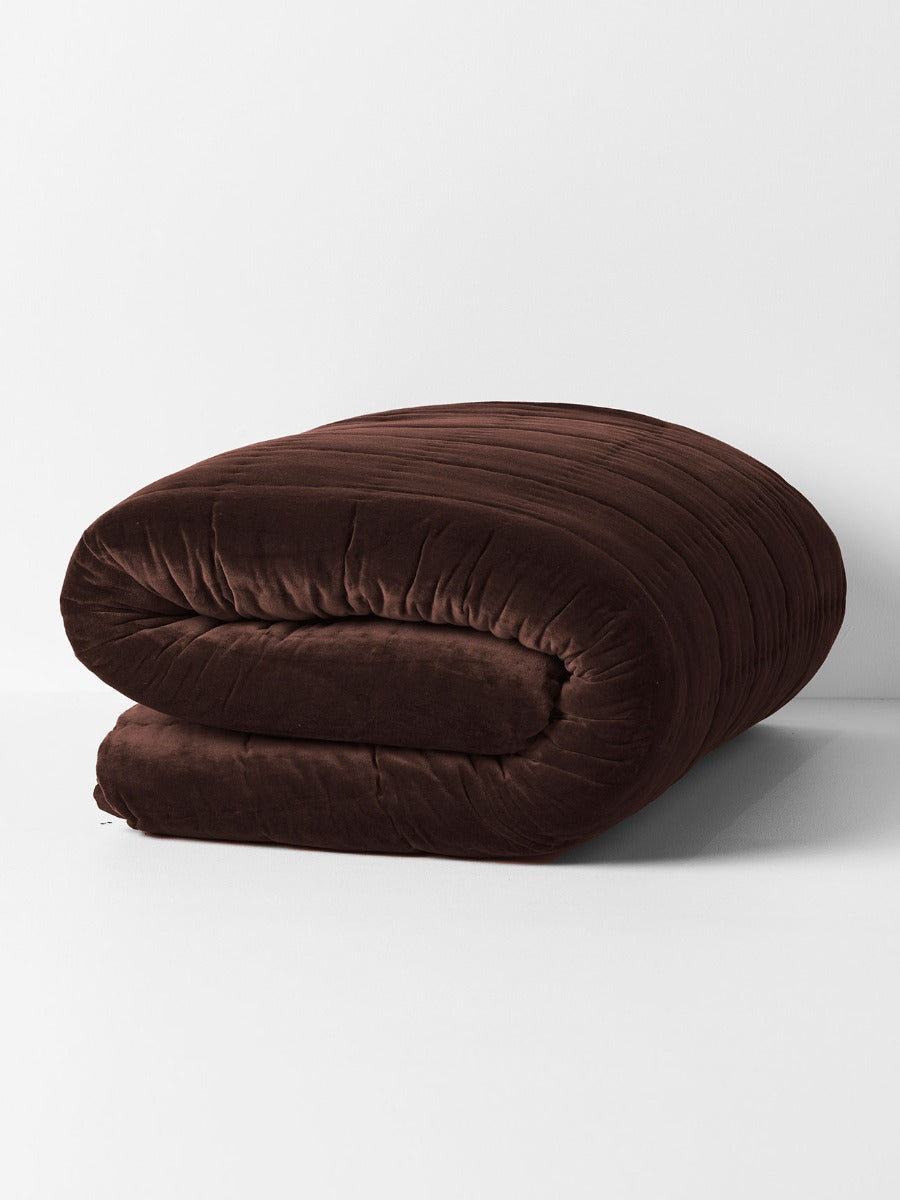 Luxury Velvet Coverlet in Chocolate