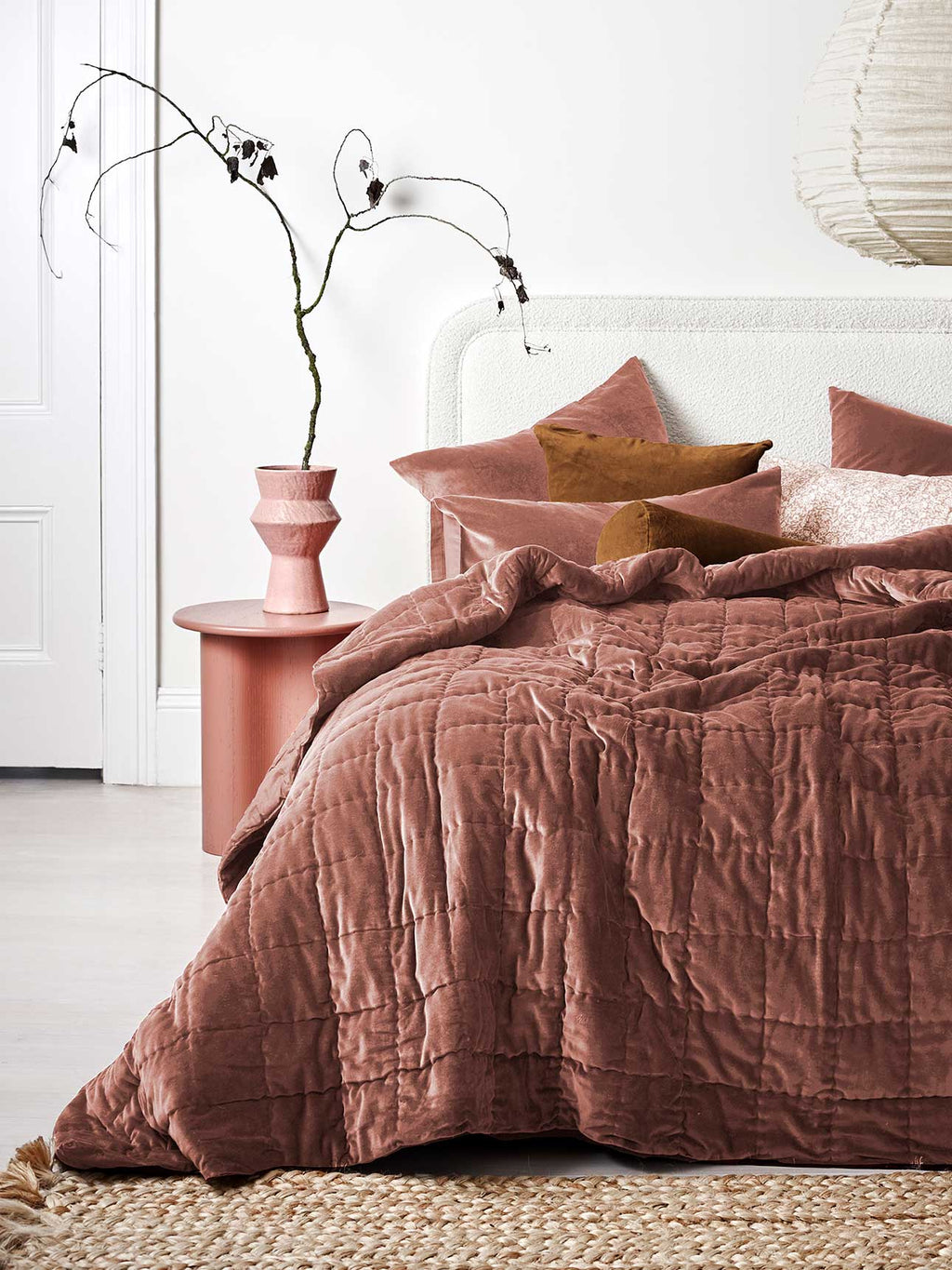 Luxury Velvet Coverlet in Clove