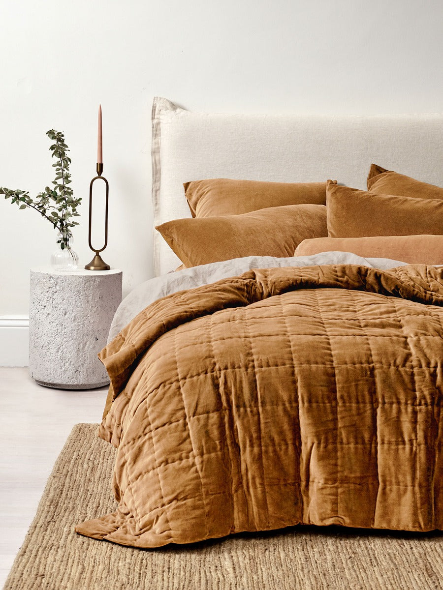 Luxury Velvet Coverlet in Maple
