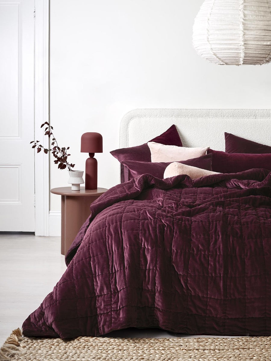 Luxury Velvet European Pillowcase in Mulberry