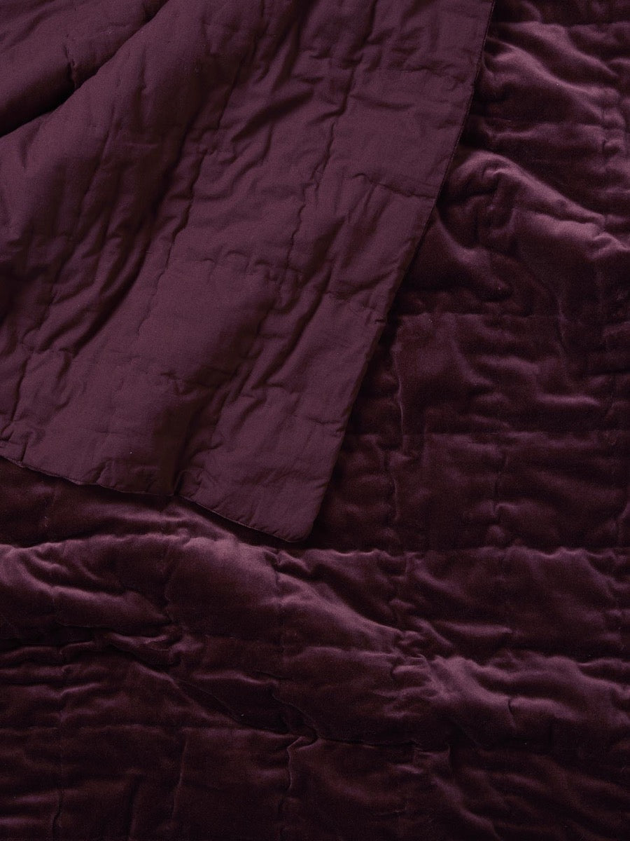 Luxury Velvet Coverlet in Mulberry