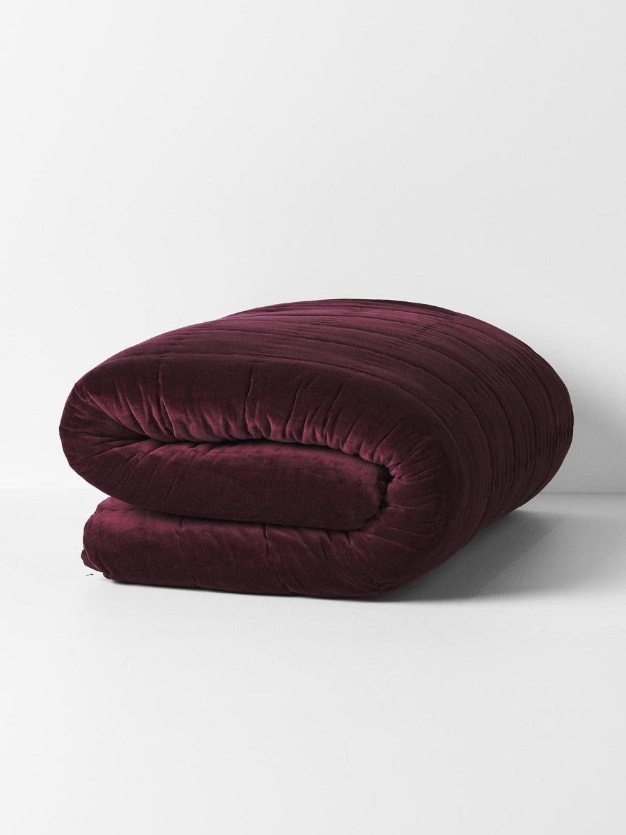 Luxury Velvet Coverlet in Mulberry