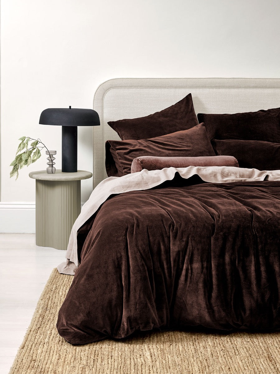 Luxury Velvet Quilt Cover in Chocolate