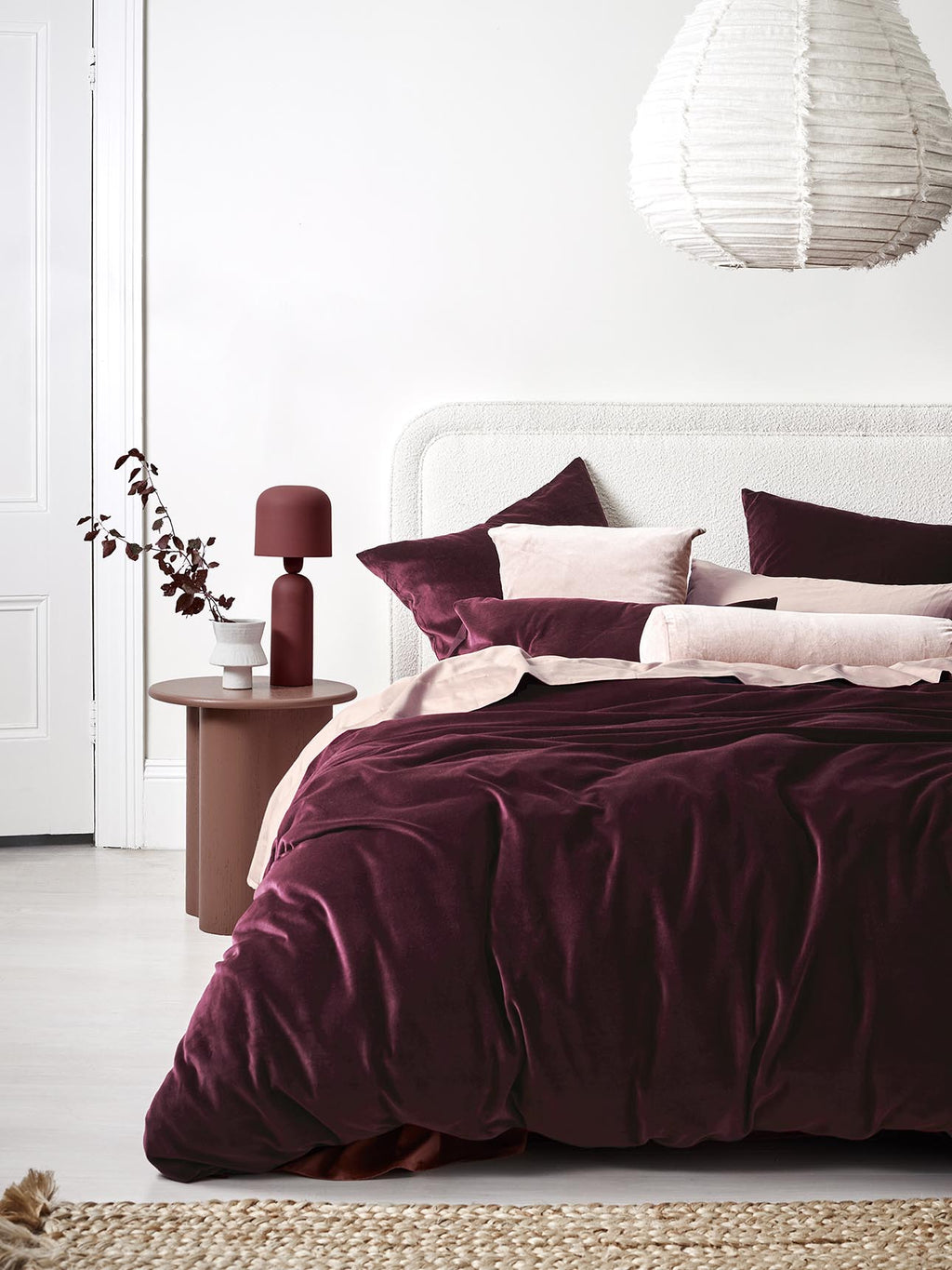 Luxury Velvet Quilt Cover in Mulberry