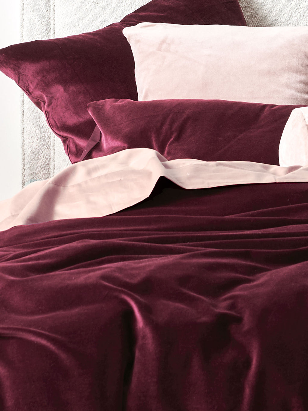 Luxury Velvet Quilt Cover in Mulberry