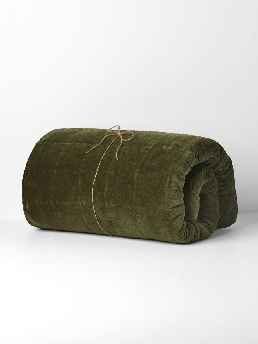 Luxury Velvet Coverlet in Caper