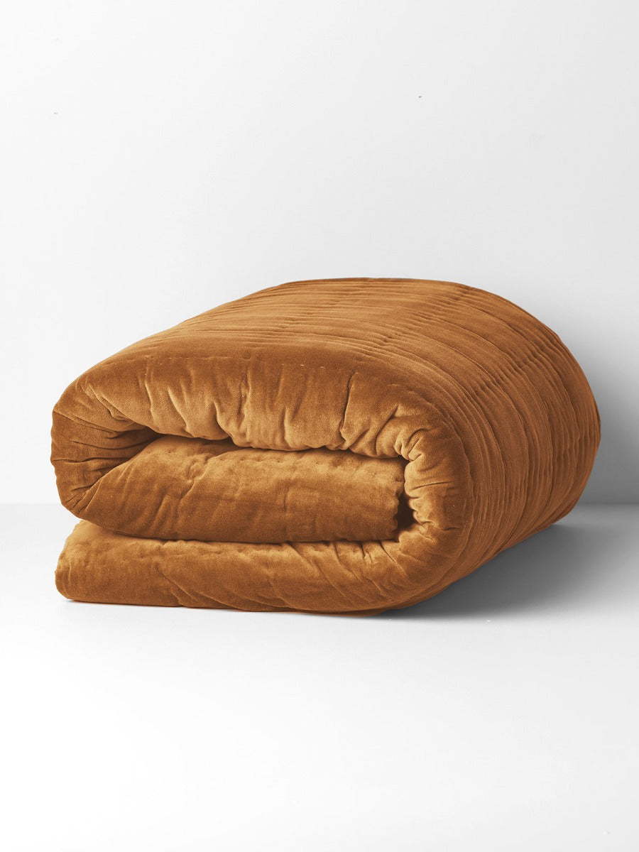 Luxury Velvet Coverlet in Maple