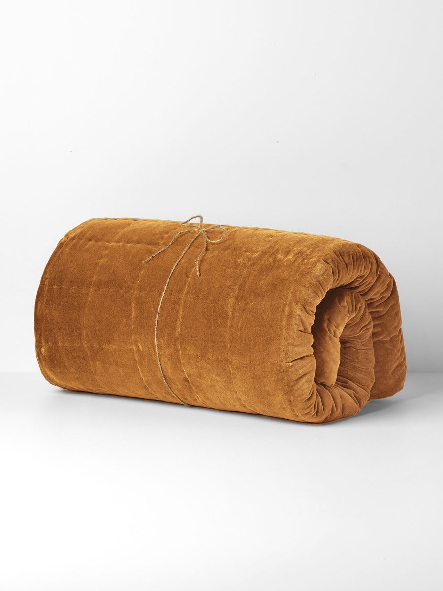 Luxury Velvet Coverlet in Maple
