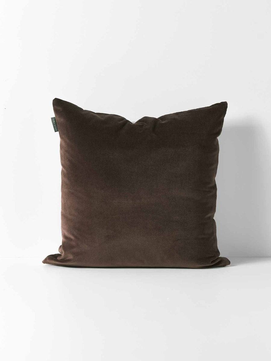 Luxury Velvet Square Cushion in Chocolate