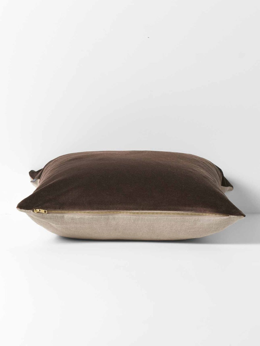 Luxury Velvet Square Cushion in Chocolate