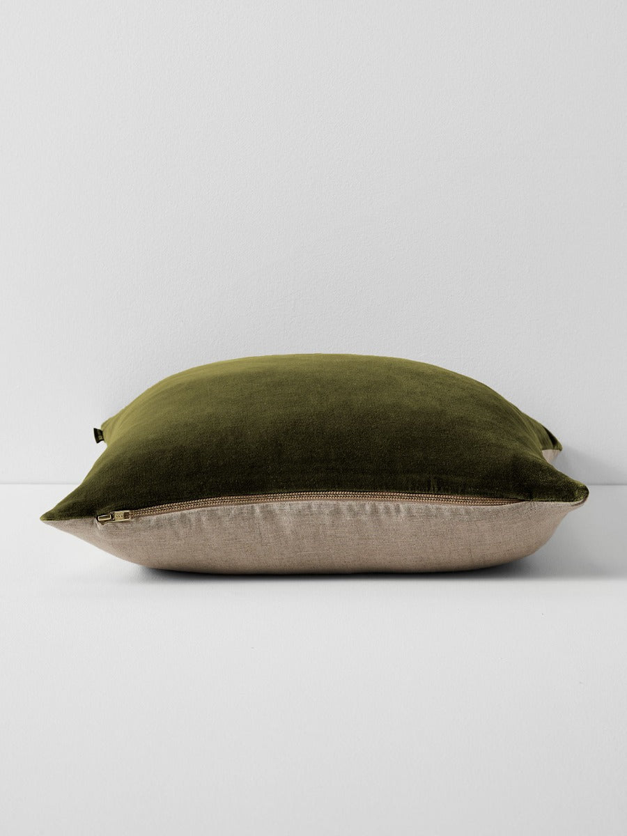 Luxury Velvet Square Cushion in Caper