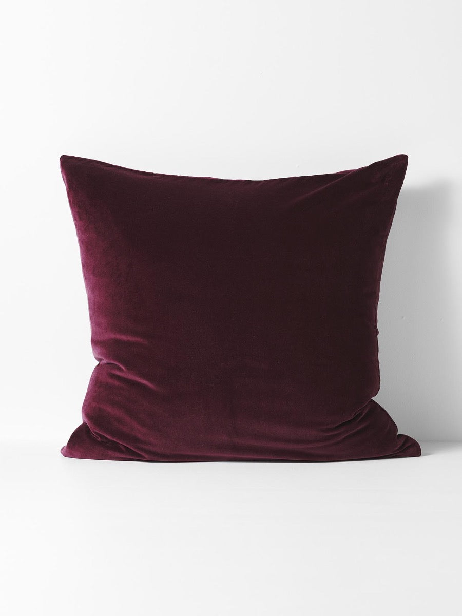 Luxury Velvet European Pillowcase in Mulberry