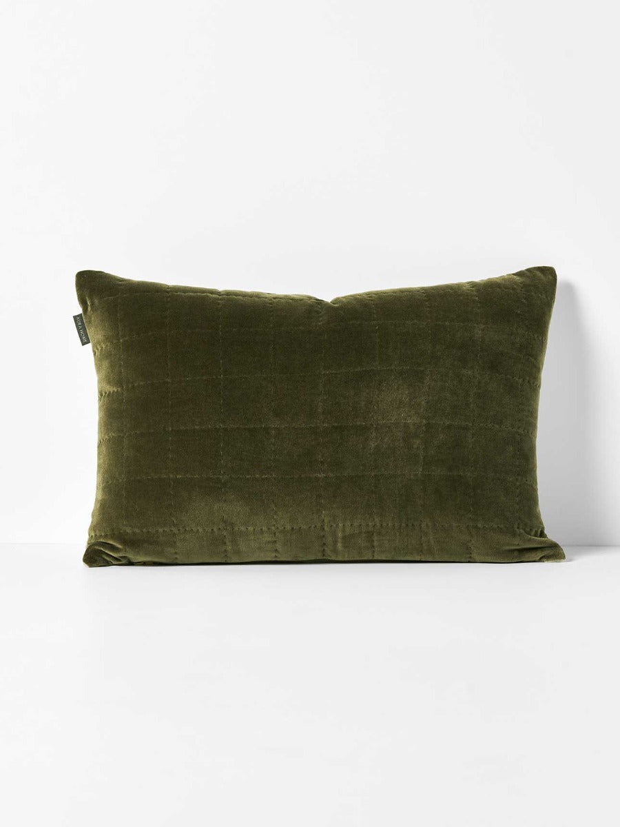 Luxury Velvet Quilted Cushion in Caper
