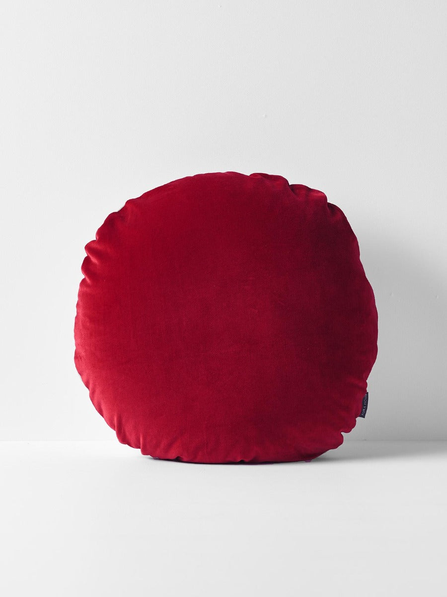 Luxury Velvet Round Cushion in Auburn - Large