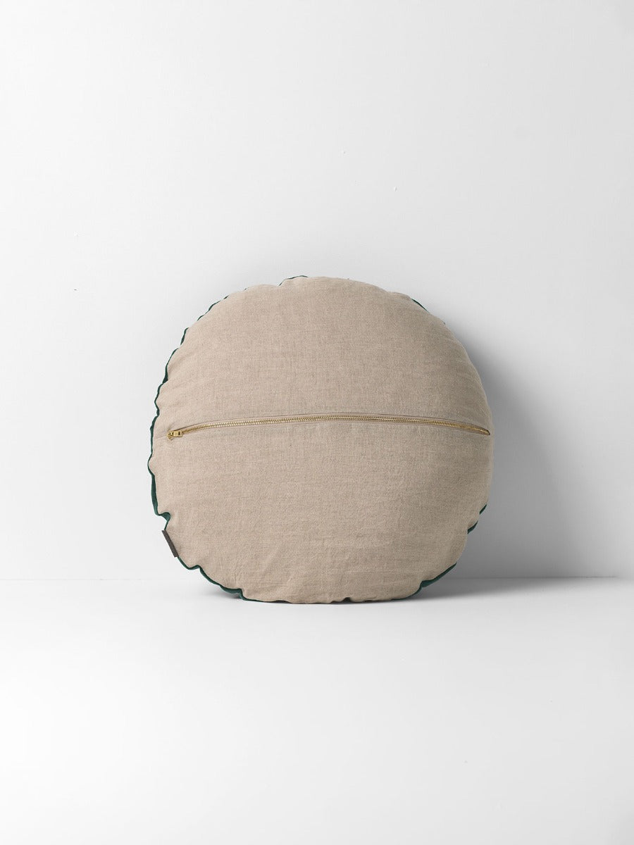 Luxury Velvet Round Cushion in Forest Night - Large