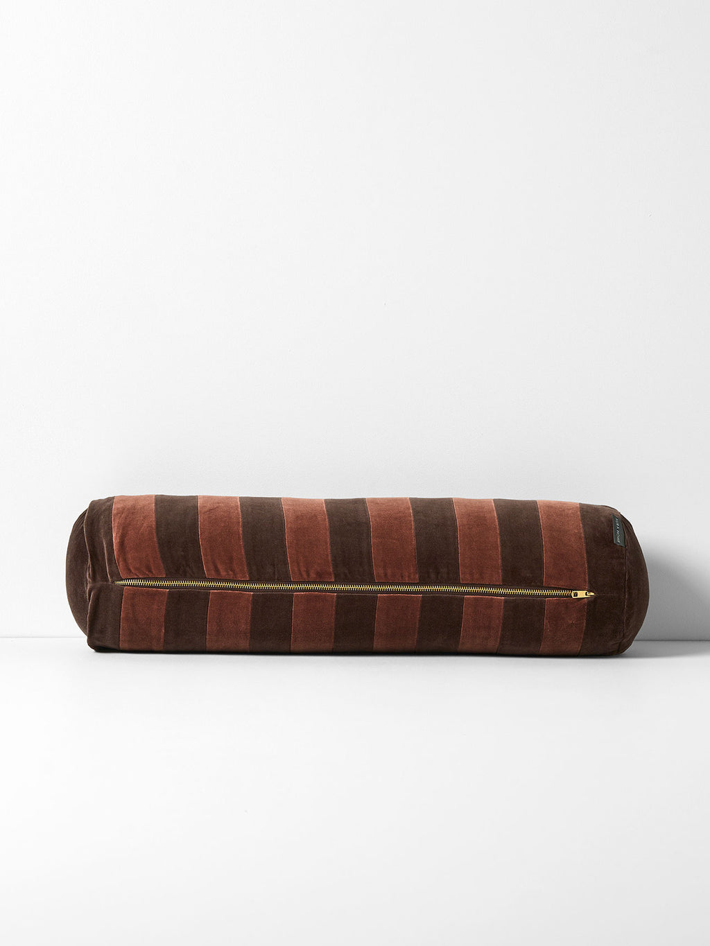 Luxury Velvet Striped Bolster in Chocolate & Clove