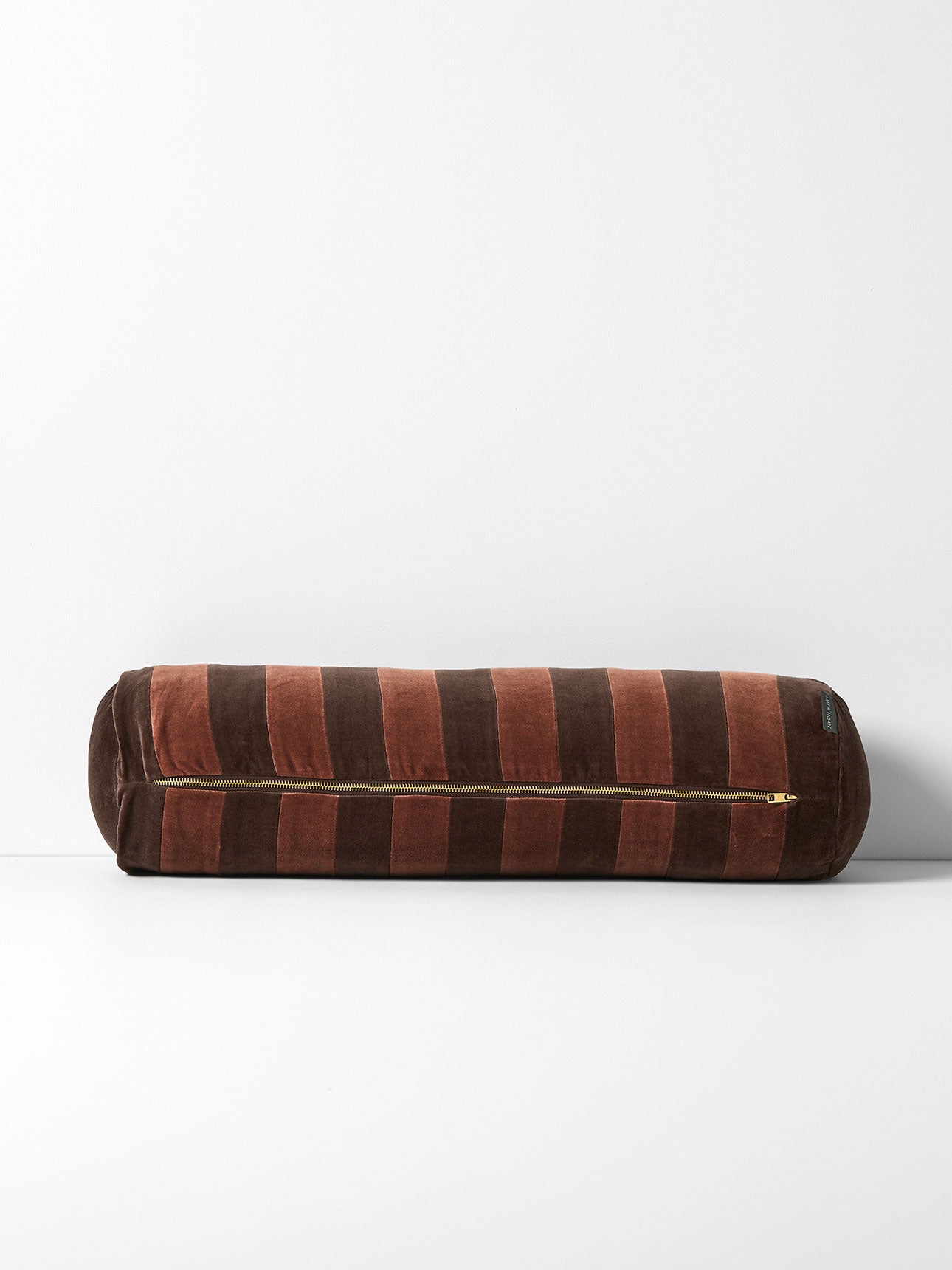 Luxury Velvet Striped Bolster in Chocolate & Clove