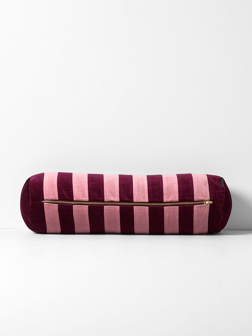 Luxury Velvet Striped Bolster in Orchid & Mulberry