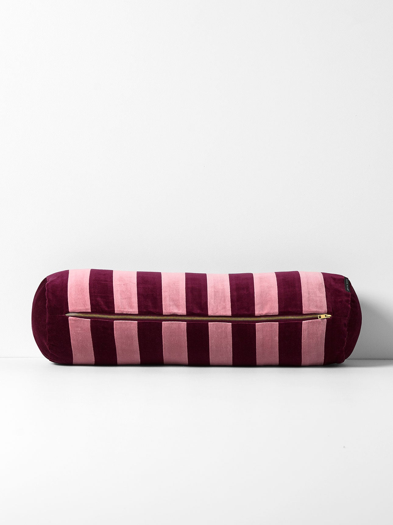Luxury Velvet Striped Bolster in Orchid & Mulberry