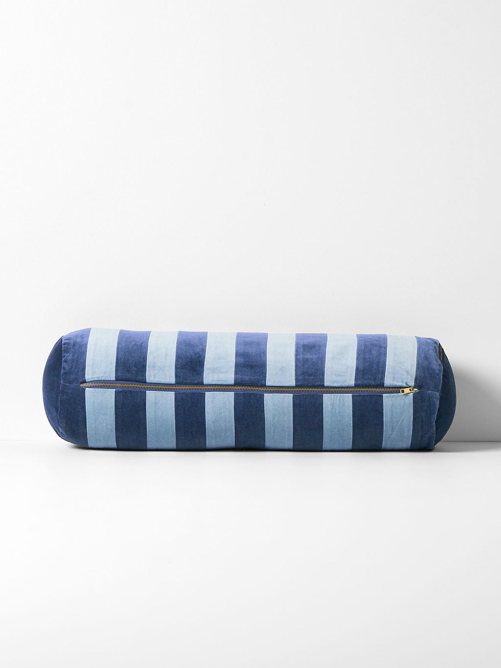 Luxury Velvet Striped Bolster in Royal & Powder Blue