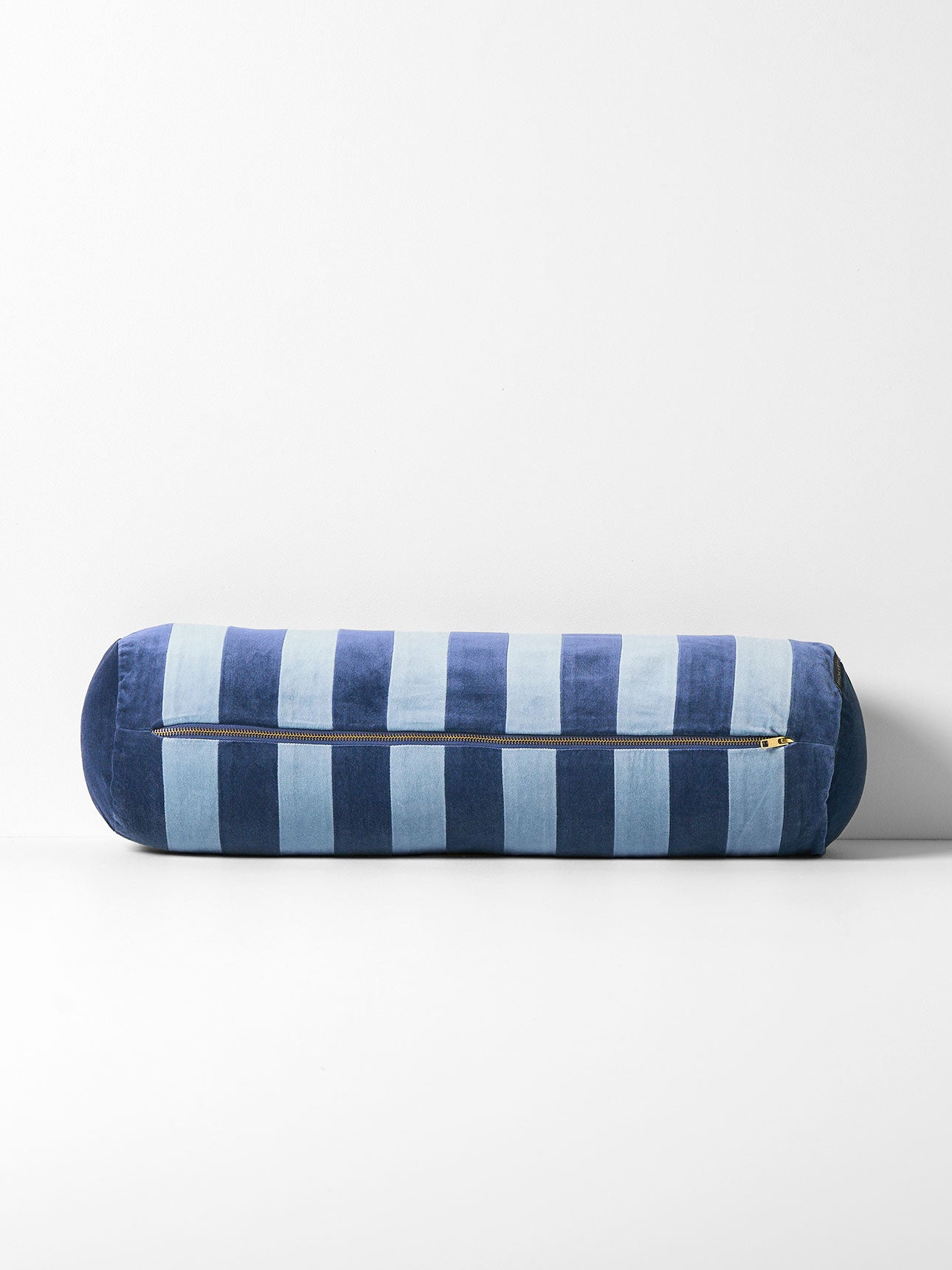 Luxury Velvet Striped Bolster in Royal & Powder Blue