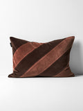 Luxury Velvet Striped Cushion in Chocolate & Clove