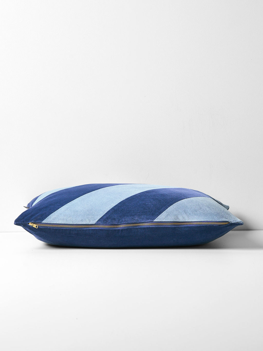 Luxury Velvet Striped Cushion in Royal & Powder Blue