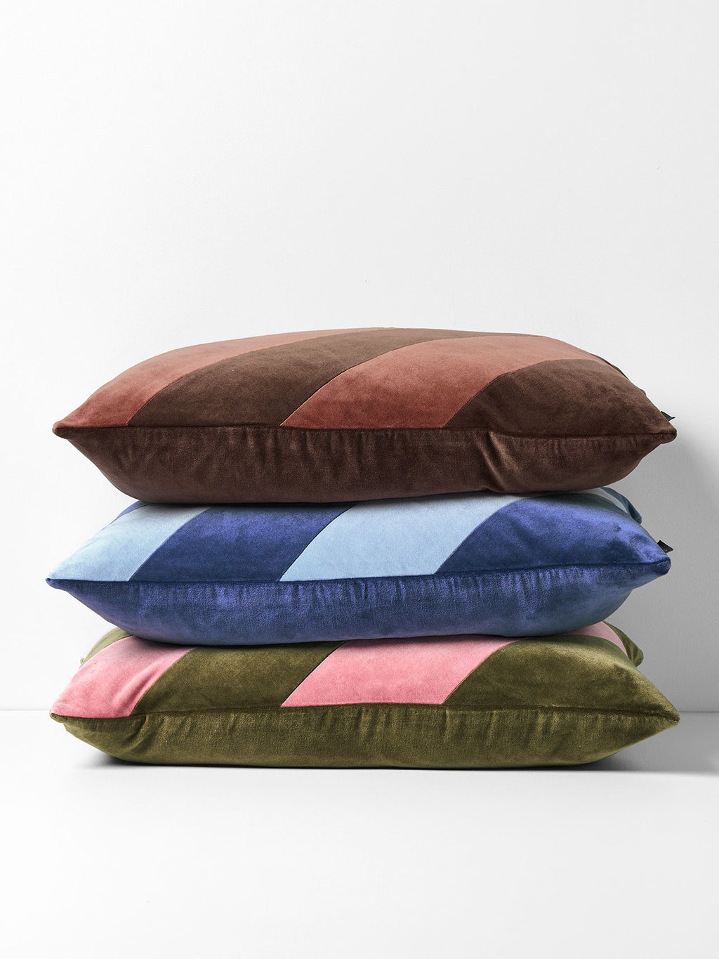 Luxury Velvet Striped Cushion in Chocolate & Clove