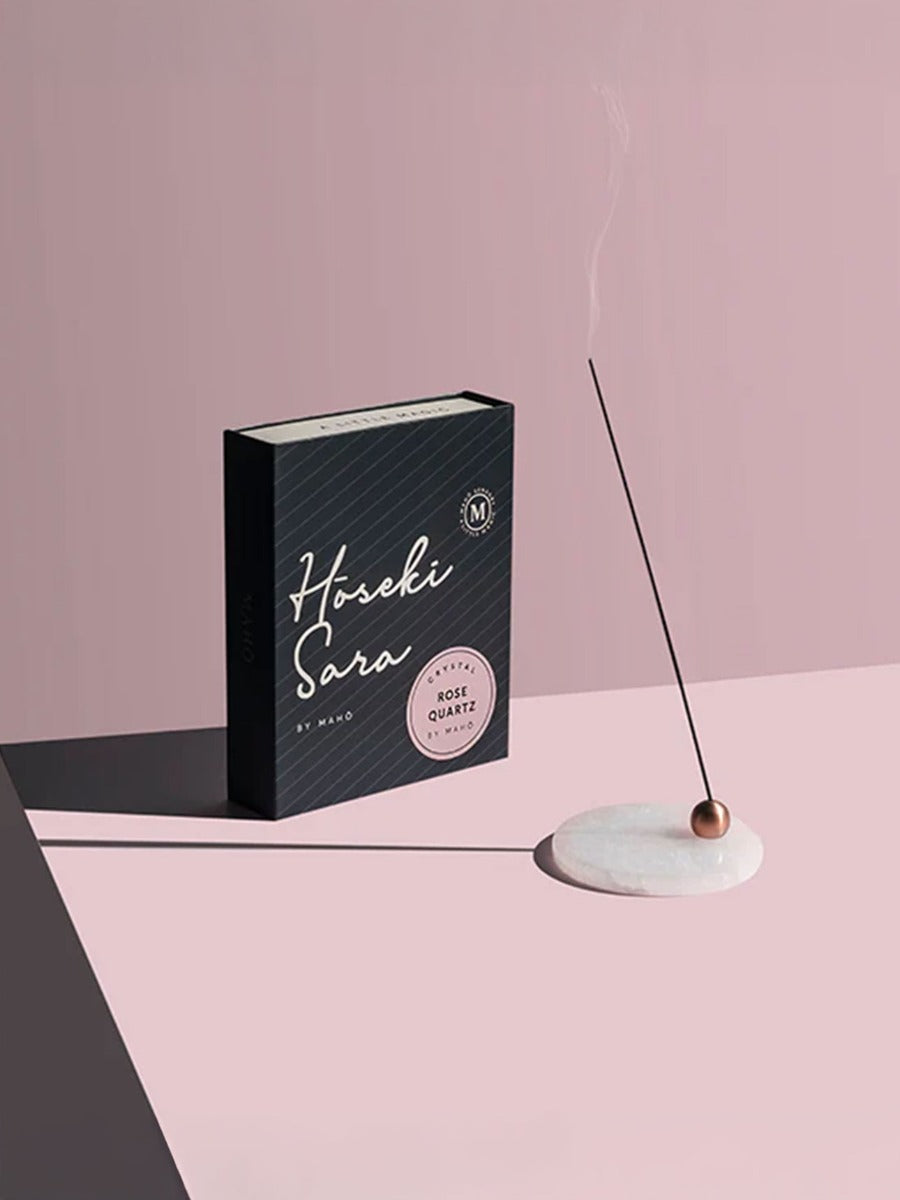 Hoseki Sara Rose Quartz Crystal Incense Holder